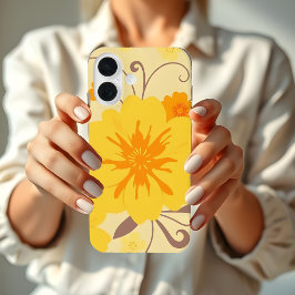 Retro Sunshine Floral Muster Gelbe Blumen iPhone 16 Hülle