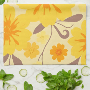 Retro Sunshine Floral Muster Gelbe Blumen Geschirrtuch