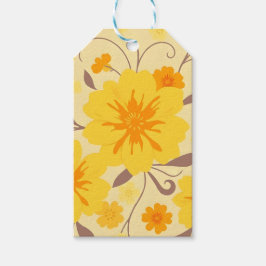 Retro Sunshine Floral Yellow Flowers- Geschenkanhänger