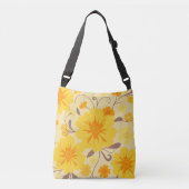 Retro Sunshine Floral Yellow Flowers Tragetaschen Mit Langen Trägern (Vorderseite)