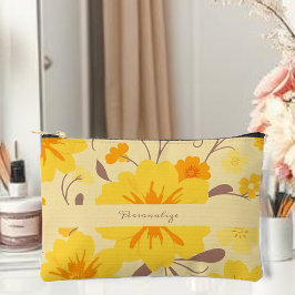 Retro Sunshine Floral Yellow Flowers Zubehörtasche