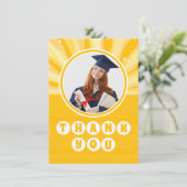 Retro Sunshine Foto Abschluss Dankeskarte (Stehend Vorderseite)