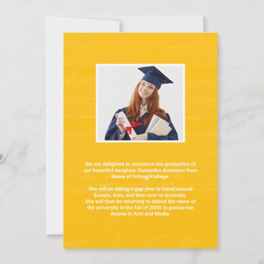 Retro Sunshine Graduate 2 Foto Abschluss Ankündigung (Rückseite)