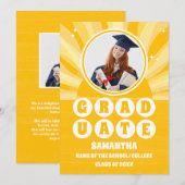 Retro Sunshine Graduate 2 Foto Abschluss Ankündigung (Vorne/Hinten)