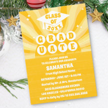 Retro Sunshine Graduation Party Einladung