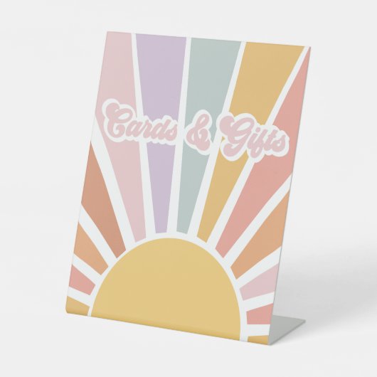 Retro Sunshine Groovy Baby Duschkarten & Geschenke Sockelschild (Vorderseite)