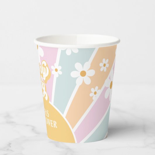 Retro Sunshine Groovy BABY pastel Daisy Pappbecher (Links)