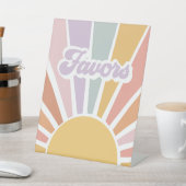 Retro Sunshine Groovy Baby Shower Favoriten Sockelschild (In SItu)