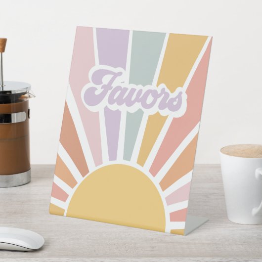 Retro Sunshine Groovy Baby Shower Favoriten Sockelschild (In SItu)