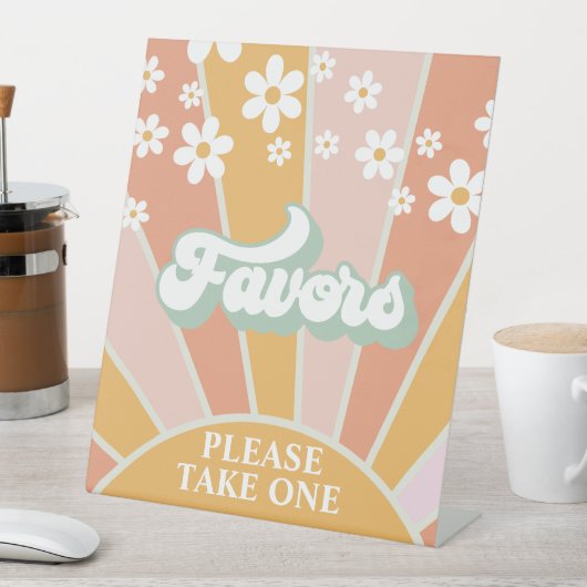 Retro Sunshine Groovy Favorits Pedestal Zeichen Sockelschild (In Situ)