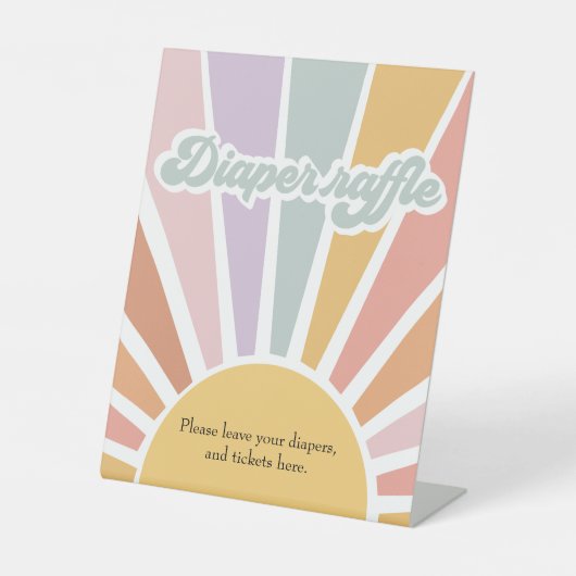 Retro Sunshine Groovy Kinderdusche Windelwanne Sockelschild (Vorderseite)