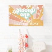 Retro Sunshine Groovy One Daisy Birthday Banner (Insitu)