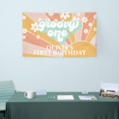 Retro Sunshine Groovy One Daisy Birthday Banner (Messeveranstaltung)