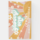 Retro Sunshine Groovy One Daisy Birthday Banner (Vertikal)