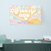 Retro Sunshine Groovy One Pastel Daisy Birthday Banner (Messeveranstaltung)