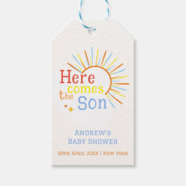 Retro Sunshine kommt hier mit der Son Baby Dusche Geschenkanhänger