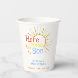 Retro Sunshine kommt hier mit der Son Baby Dusche Pappbecher