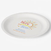 Retro Sunshine kommt hier mit der Son Baby Dusche Pappteller (Schrägansicht)