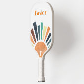 Retro Sunshine Orange White Green Modern Monogram Pickleball Schläger (Links)