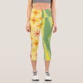 Retro Sunshine Patterns – Bold Colorful Capri Leggings (Vorderseite)