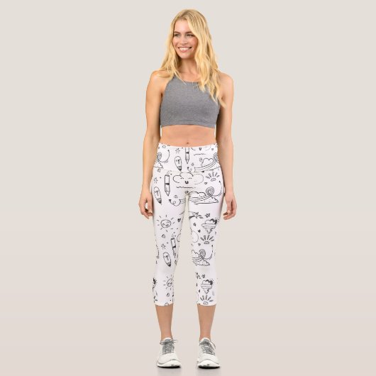 Retro Sunshine Patterns – Bold Colorful  Capri Leggings (Vorderseite)