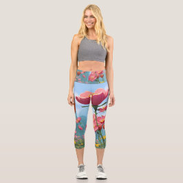 Retro Sunshine Patterns – Bold Colorful  Capri Leggings