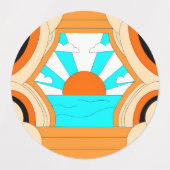 Retro Sunshine Patterns – Bold Colorful  Etiketten (Design 2)