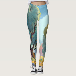 Retro Sunshine Patterns – Bold Colorful  Leggings