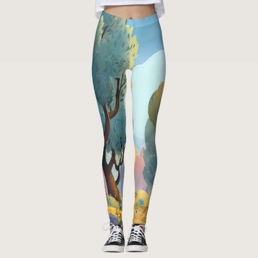 Retro Sunshine Patterns – Bold Colorful  Leggings (Vorderseite)