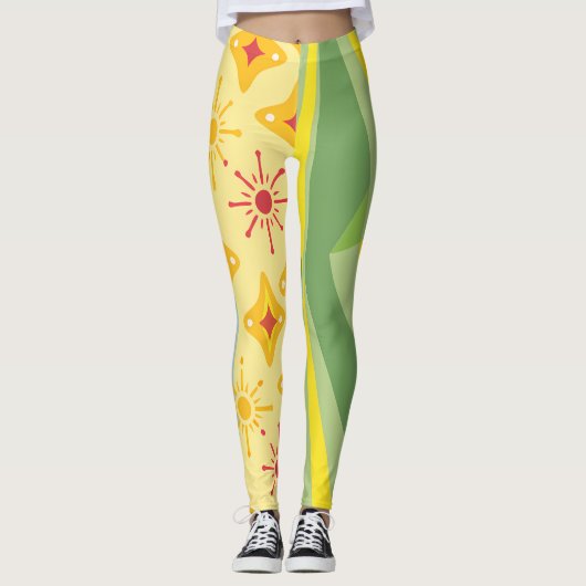 Retro Sunshine Patterns – Bold Colorful  Leggings (Vorderseite)