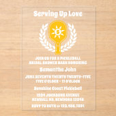 Retro Sunshine Pickleball Brautparty Acryleinladungen (Vorderseite)