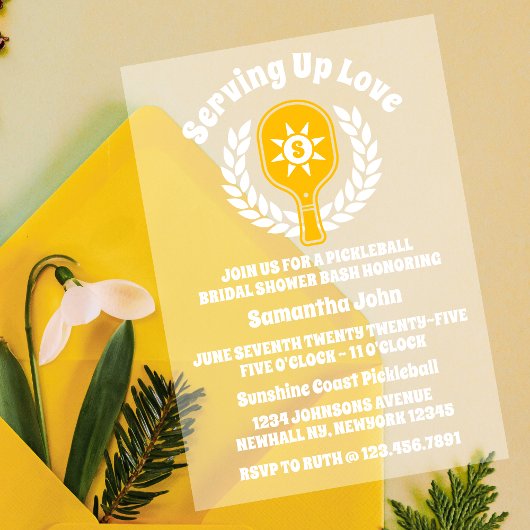 Retro Sunshine Pickleball Brautparty Acryleinladungen