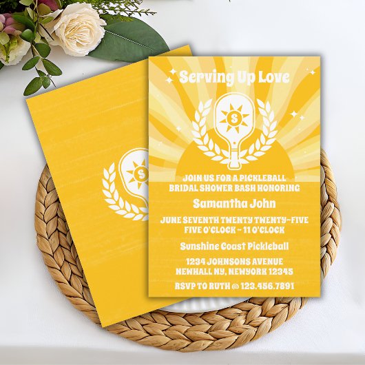 Retro Sunshine Pickleball Brautparty Einladung