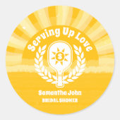 Retro Sunshine Pickleball Brautparty Runder Aufkleber (Vorderseite)