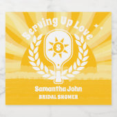 Retro Sunshine Pickleball Brautparty Schaumweinetikett (Einzelnes Label)