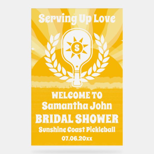 Retro Sunshine Pickleball Brautparty Willkommen Acrylschild (Vorderseite)