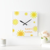 Retro Sunshine Quadratische Wanduhr (Zuhause)