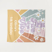 Retro Sunshine Rainbow Five ist ein Vibe Wandteppich (Vorderseite (Horizontal))