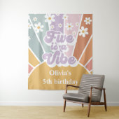 Retro Sunshine Rainbow Five ist ein Vibe Wandteppich (Beispiel)