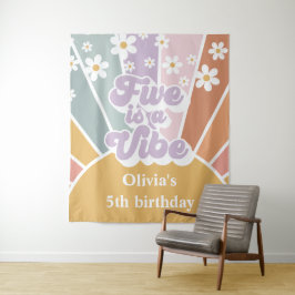 Retro Sunshine Rainbow Five ist ein Vibe Wandteppich