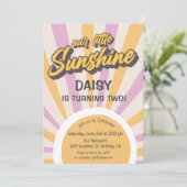 Retro Sunshine Summer Birthday Einladung (Stehend Vorderseite)