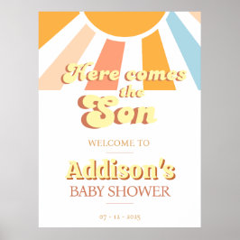 Retro Sunshine Sun Baby Duschbox Poster