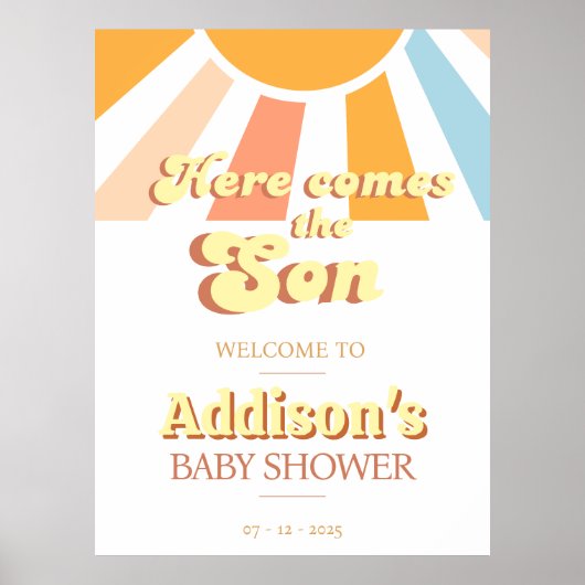 Retro Sunshine Sun Baby Duschbox Poster (Vorne)