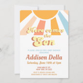 Retro Sunshine Sun Themed Boy Baby Dusche Einladung (Vorderseite)