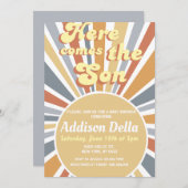 Retro Sunshine Sun Themed Boy Baby Dusche Einladung (Vorne/Hinten)