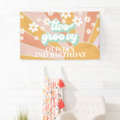 Retro Sunshine Two Groovy Daisy Birthday Banner (Insitu)