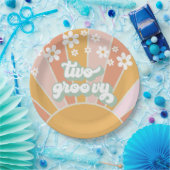 Retro Sunshine Two Groovy Daisy Birthday Pappteller (Party)