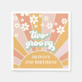 Retro Sunshine Two Groovy Daisy Birthday Serviette (Vorderseite)