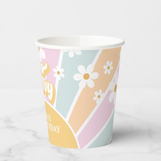 Retro Sunshine Two Groovy pastellel Daisy Birthday Pappbecher (Links)