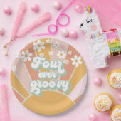 Retro Sunshine Vier je Groovy Daisy Pappteller (Party)